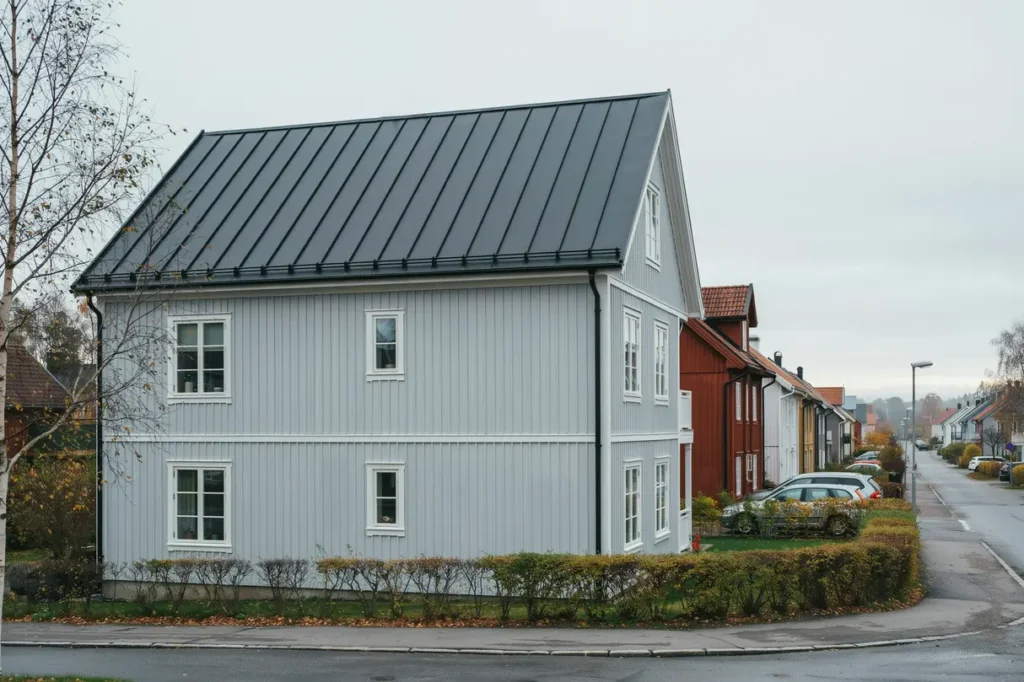 l ggning av nytt falsat pl ttak p radhus i nol